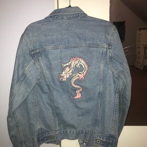 Brandy Melville dragon embroidered denim jacket